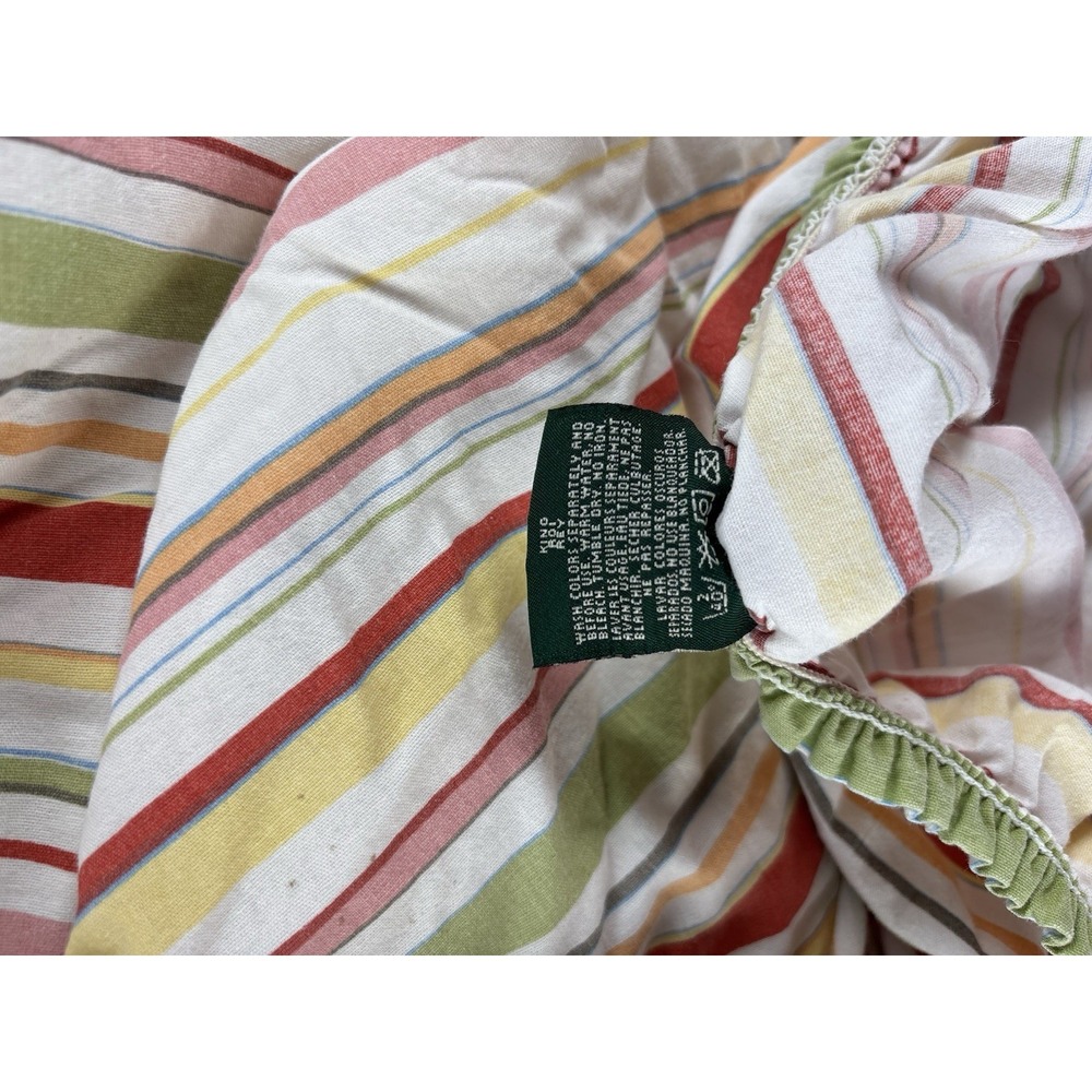 Vintage Ralph Lauren Harbor View Stripe Sheet Set King Flat & Fitted Cotton USA - Picture 4 of 8